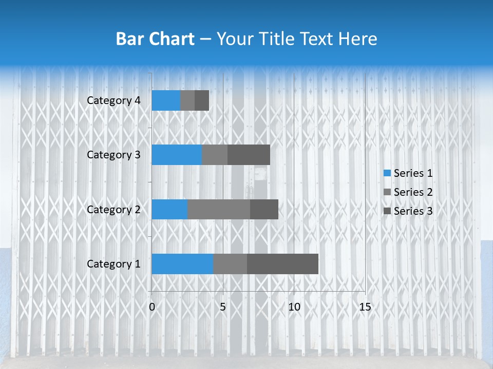 A Blue And White Wall With A Metal Gate PowerPoint Template