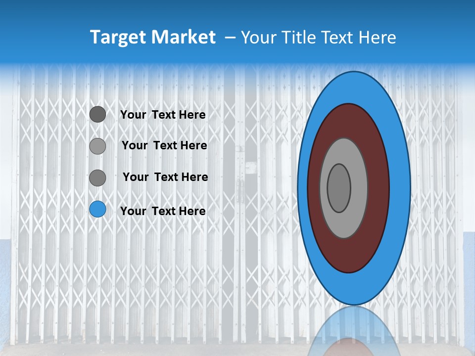 A Blue And White Wall With A Metal Gate PowerPoint Template