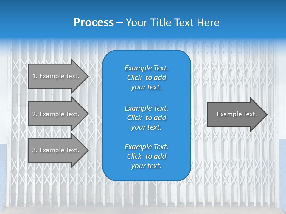 A Blue And White Wall With A Metal Gate PowerPoint Template