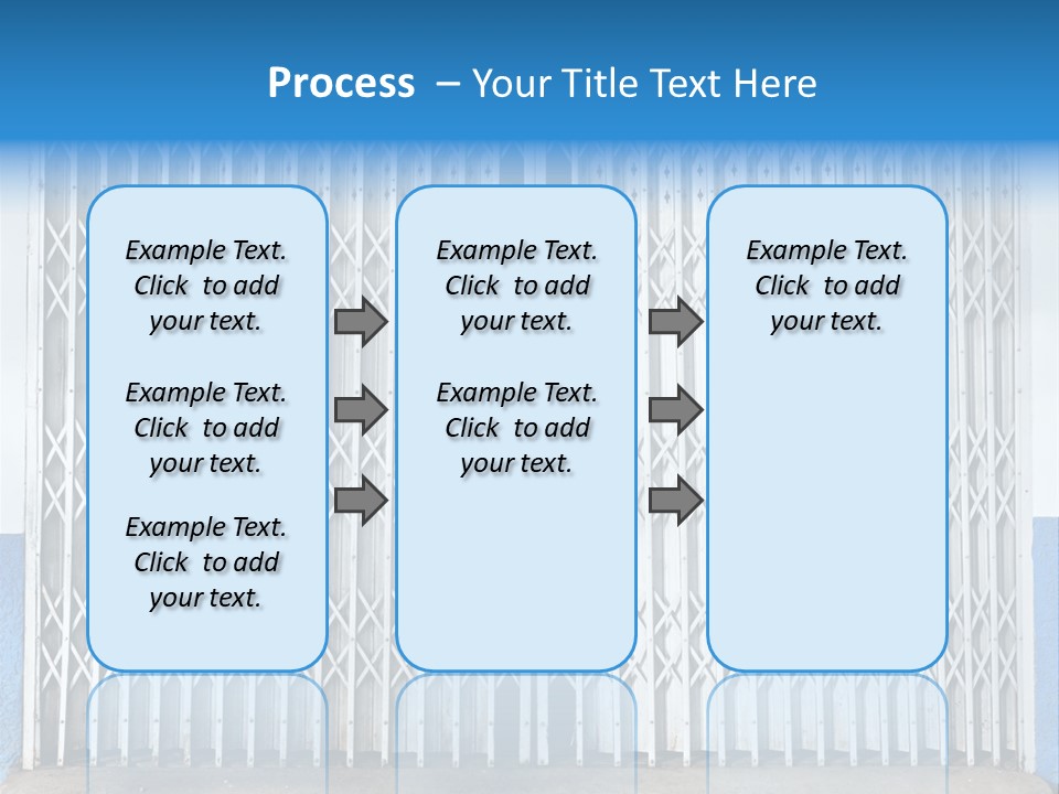 A Blue And White Wall With A Metal Gate PowerPoint Template