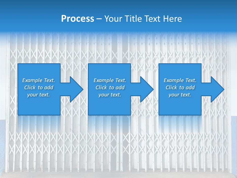A Blue And White Wall With A Metal Gate PowerPoint Template