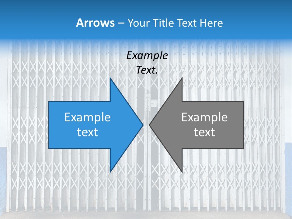A Blue And White Wall With A Metal Gate PowerPoint Template