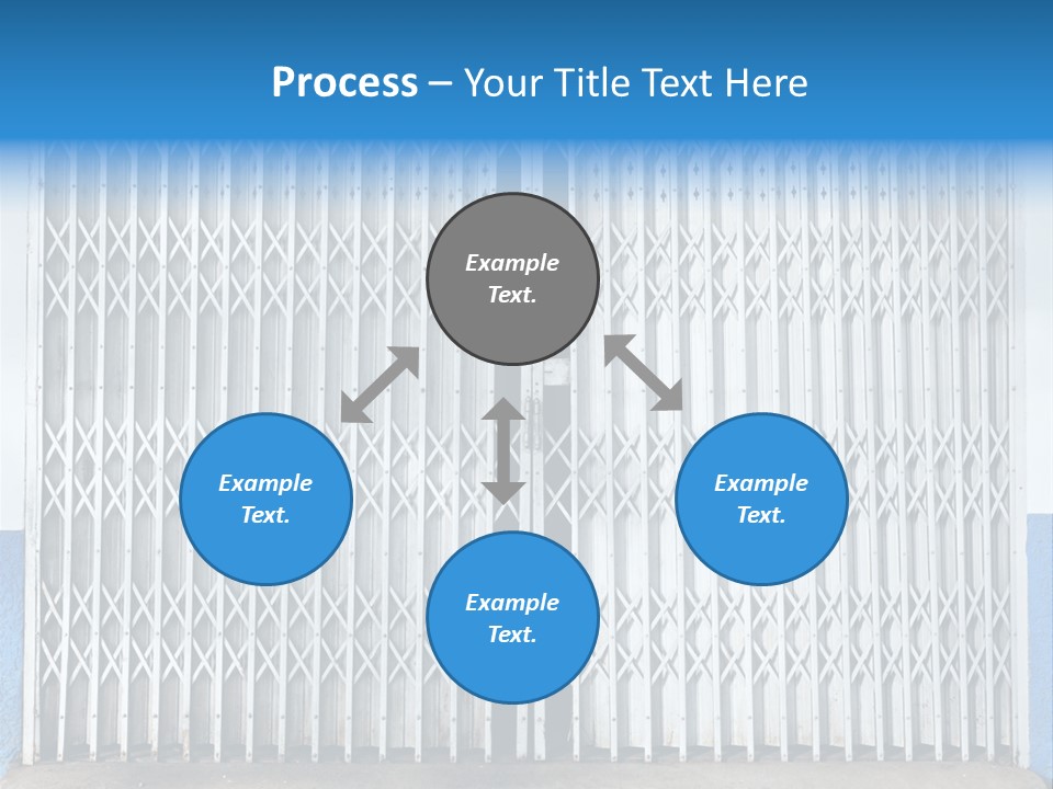 A Blue And White Wall With A Metal Gate PowerPoint Template