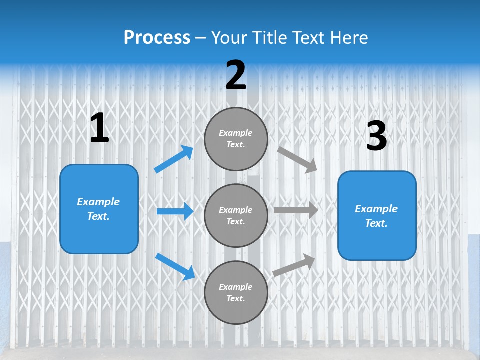 A Blue And White Wall With A Metal Gate PowerPoint Template