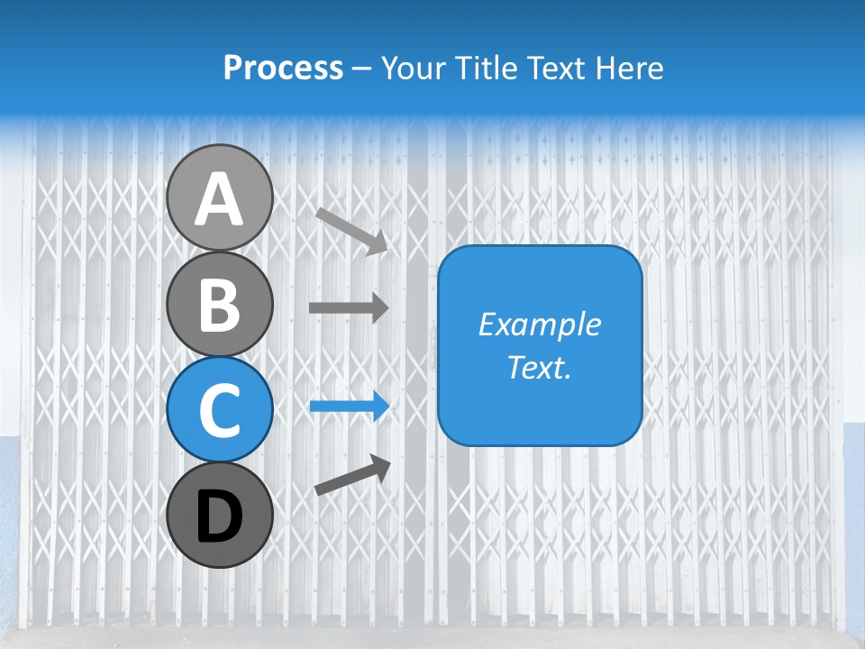 A Blue And White Wall With A Metal Gate PowerPoint Template