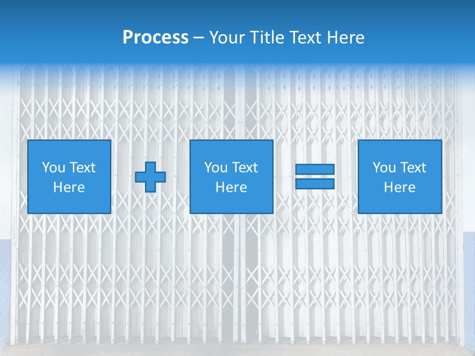 A Blue And White Wall With A Metal Gate PowerPoint Template