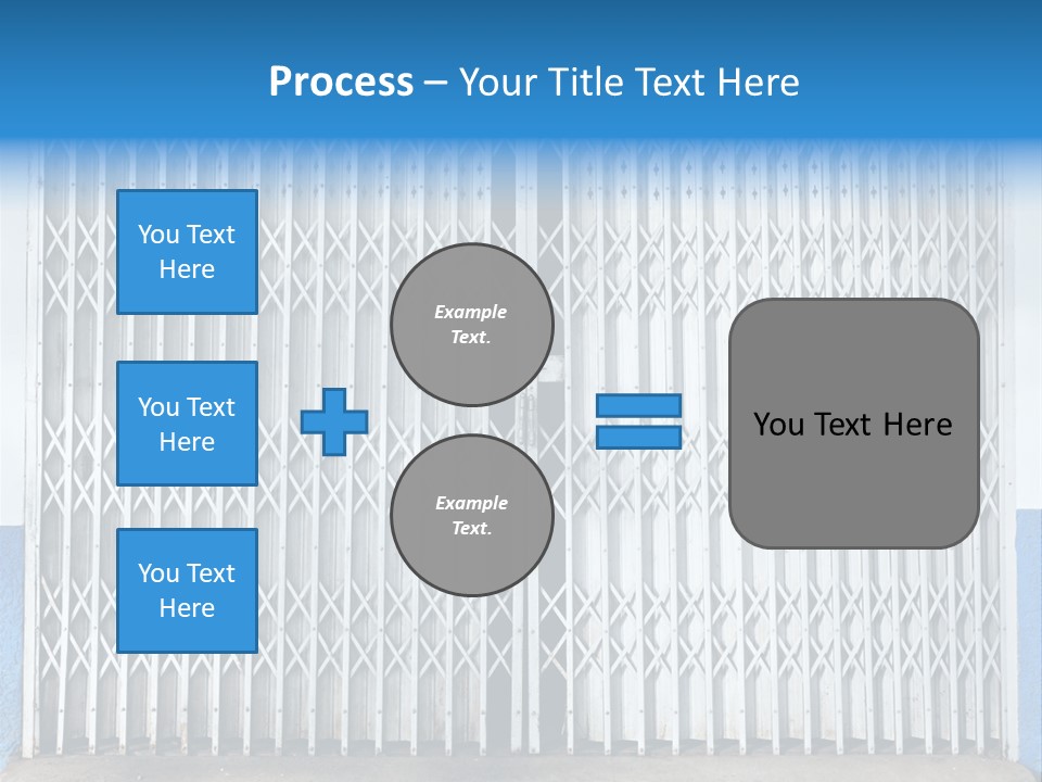 A Blue And White Wall With A Metal Gate PowerPoint Template