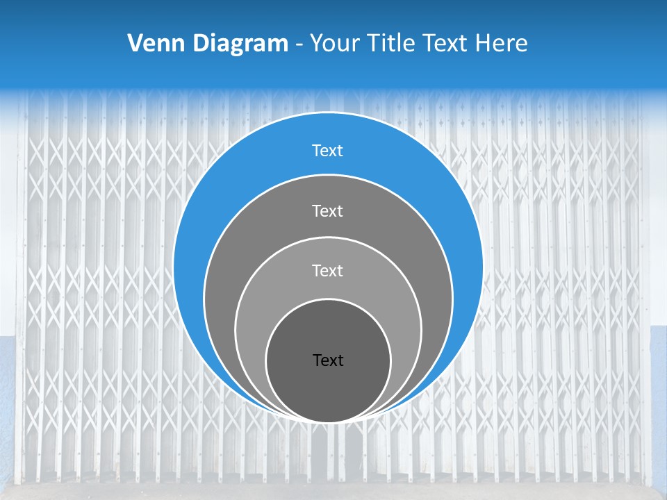 A Blue And White Wall With A Metal Gate PowerPoint Template