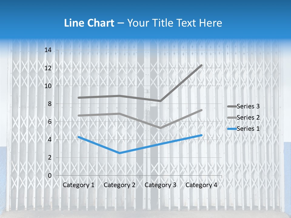 A Blue And White Wall With A Metal Gate PowerPoint Template