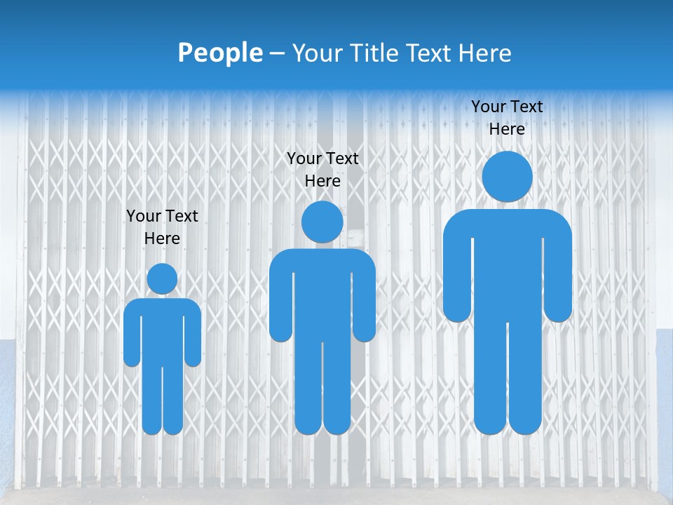 A Blue And White Wall With A Metal Gate PowerPoint Template