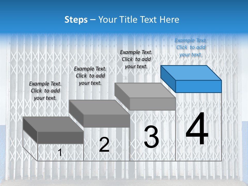 A Blue And White Wall With A Metal Gate PowerPoint Template