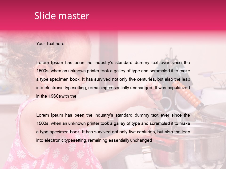 A Little Girl Is Stirring A Pot With A Spoon PowerPoint Template