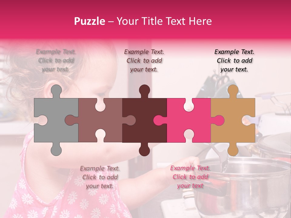 A Little Girl Is Stirring A Pot With A Spoon PowerPoint Template
