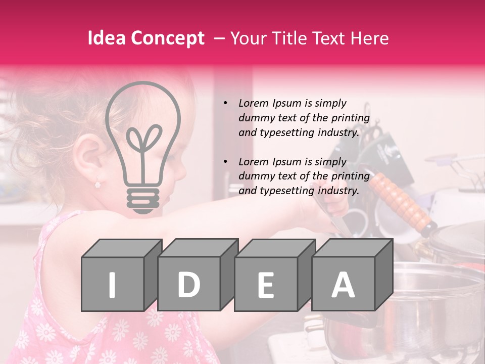 A Little Girl Is Stirring A Pot With A Spoon PowerPoint Template