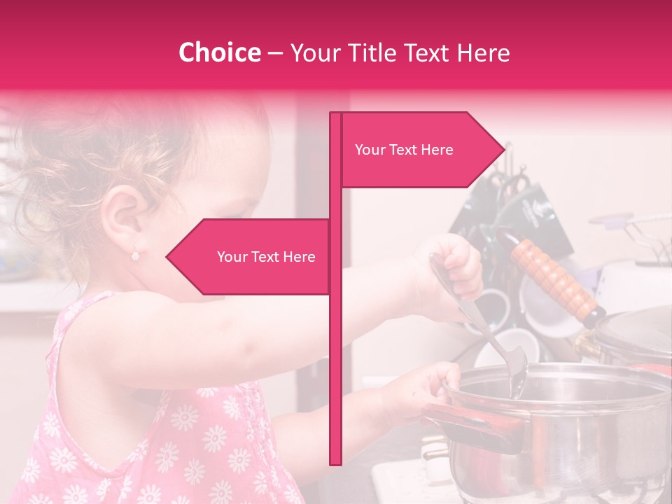 A Little Girl Is Stirring A Pot With A Spoon PowerPoint Template
