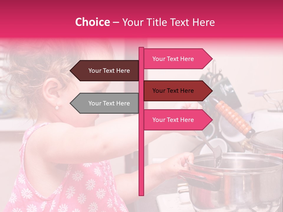 A Little Girl Is Stirring A Pot With A Spoon PowerPoint Template