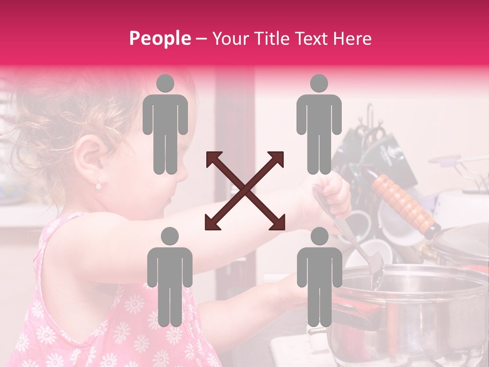 A Little Girl Is Stirring A Pot With A Spoon PowerPoint Template