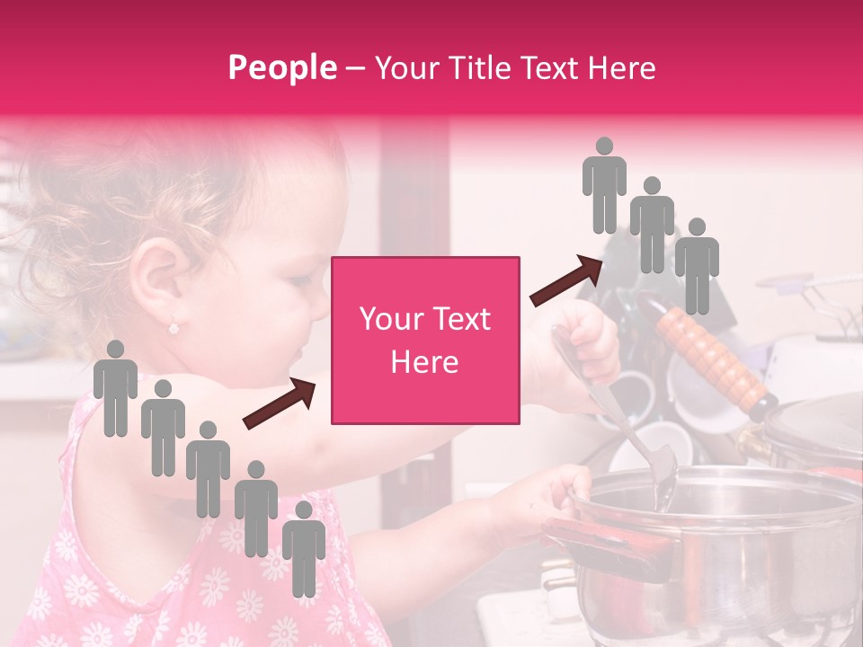 A Little Girl Is Stirring A Pot With A Spoon PowerPoint Template