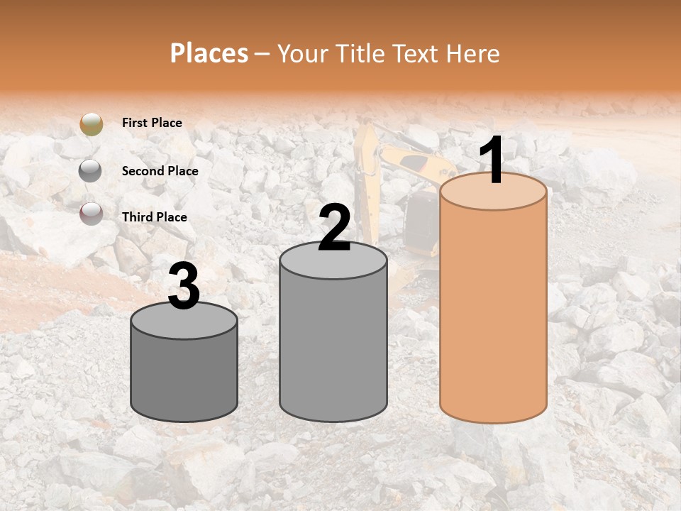 A Bulldozer Digging Through A Pile Of Rocks PowerPoint Template