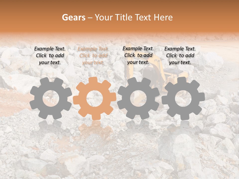 A Bulldozer Digging Through A Pile Of Rocks PowerPoint Template