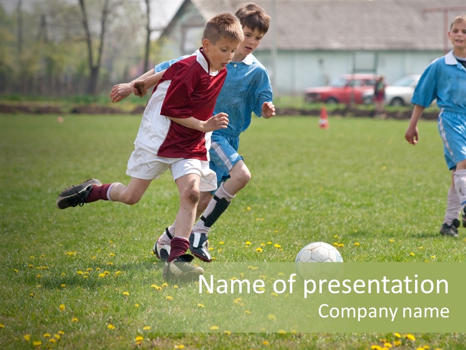 Elementary Age Little Boy Exercise PowerPoint Template