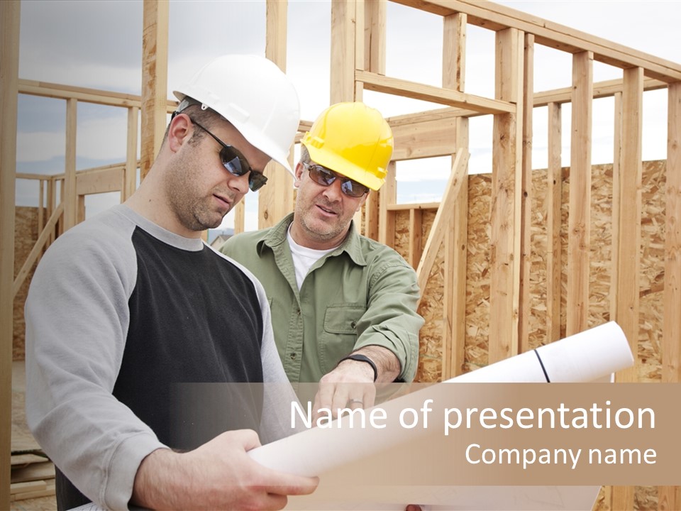 Men Construction Horizontal PowerPoint Template