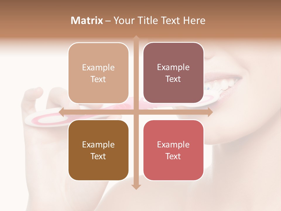 A Woman Brushing Her Teeth With A Pink Toothbrush PowerPoint Template