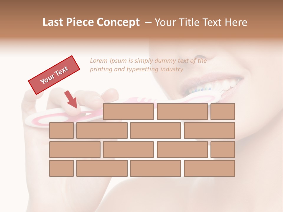 A Woman Brushing Her Teeth With A Pink Toothbrush PowerPoint Template