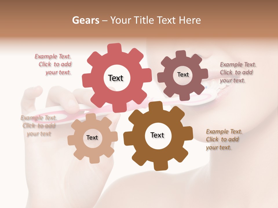 A Woman Brushing Her Teeth With A Pink Toothbrush PowerPoint Template