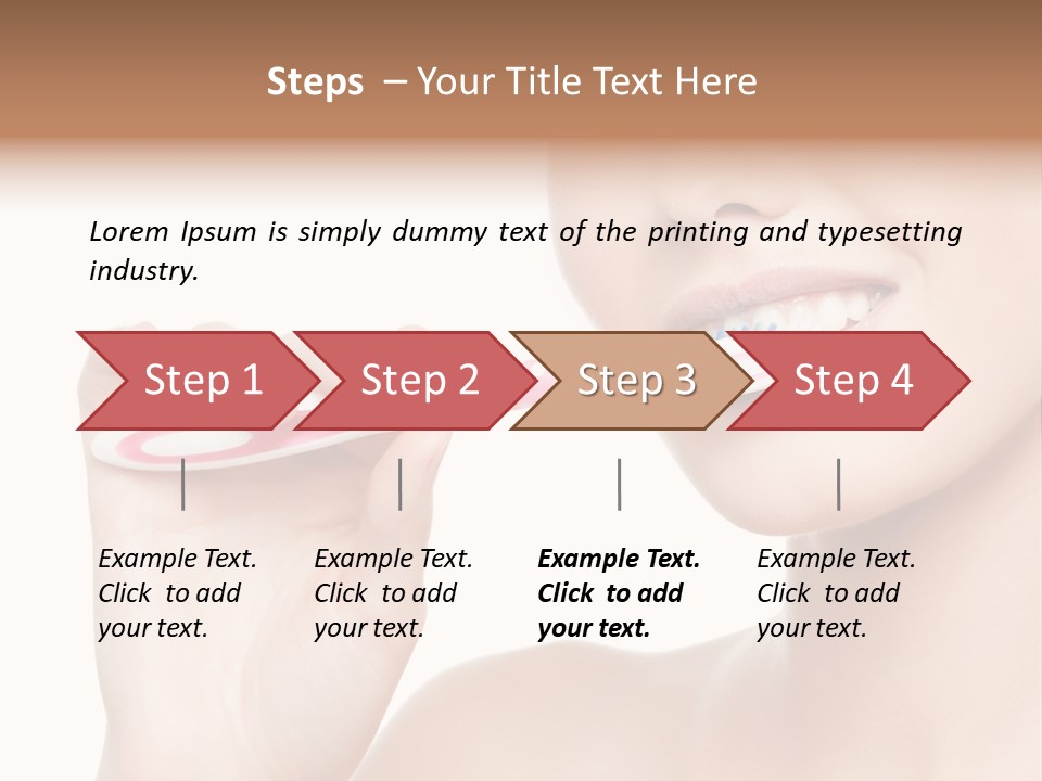 A Woman Brushing Her Teeth With A Pink Toothbrush PowerPoint Template