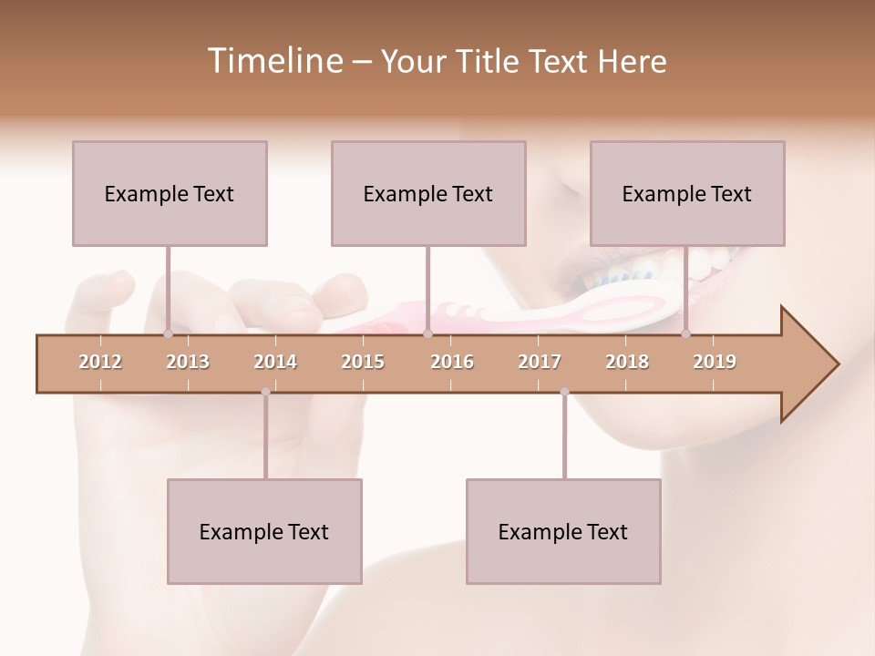 A Woman Brushing Her Teeth With A Pink Toothbrush PowerPoint Template