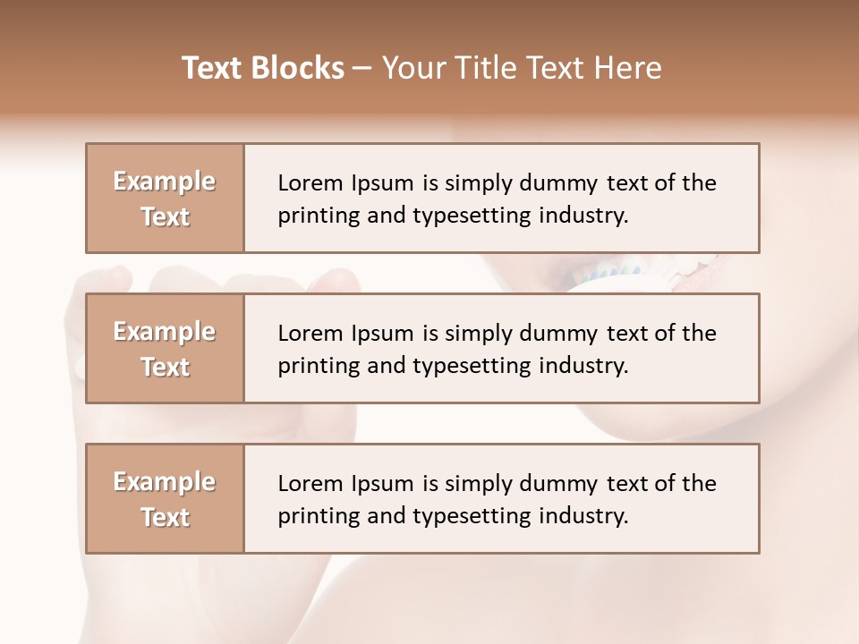 A Woman Brushing Her Teeth With A Pink Toothbrush PowerPoint Template