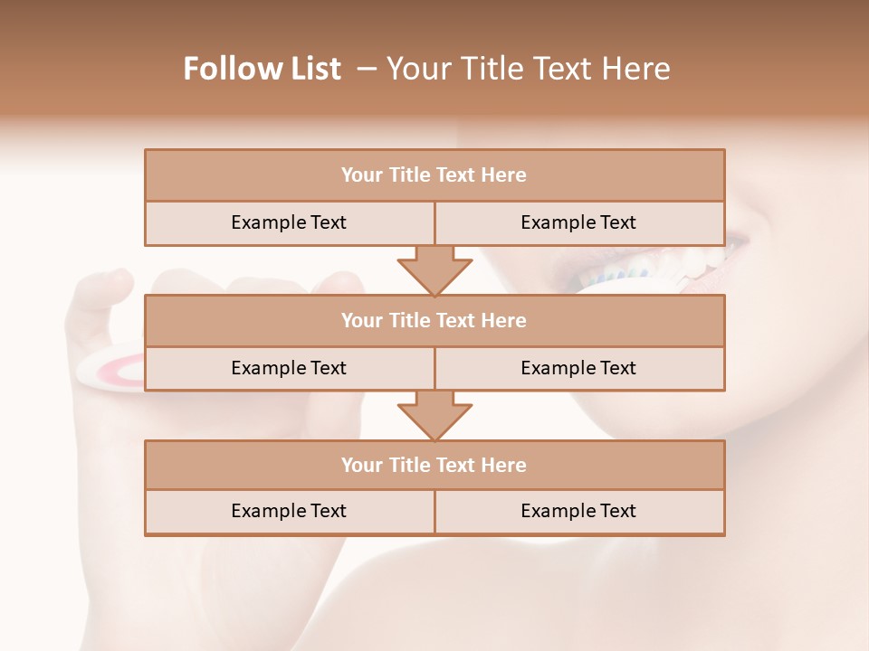 A Woman Brushing Her Teeth With A Pink Toothbrush PowerPoint Template