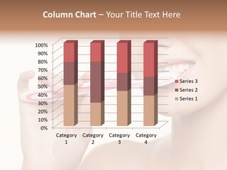 A Woman Brushing Her Teeth With A Pink Toothbrush PowerPoint Template