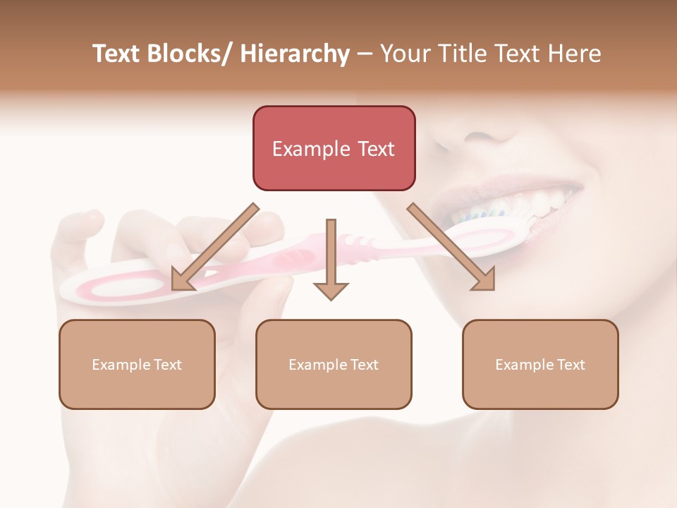 A Woman Brushing Her Teeth With A Pink Toothbrush PowerPoint Template