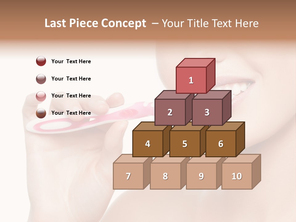 A Woman Brushing Her Teeth With A Pink Toothbrush PowerPoint Template