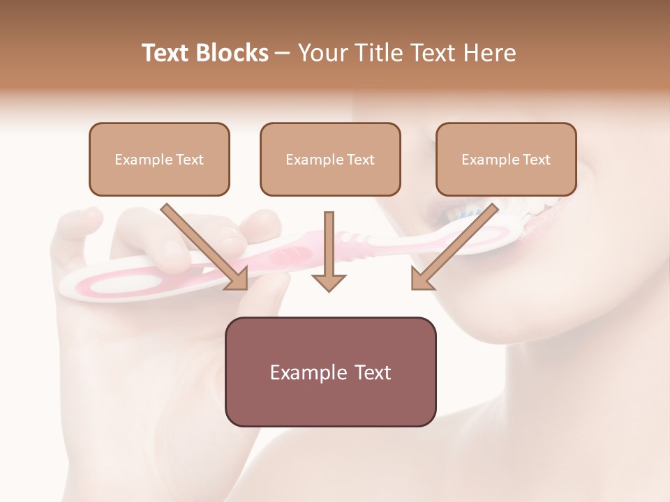 A Woman Brushing Her Teeth With A Pink Toothbrush PowerPoint Template