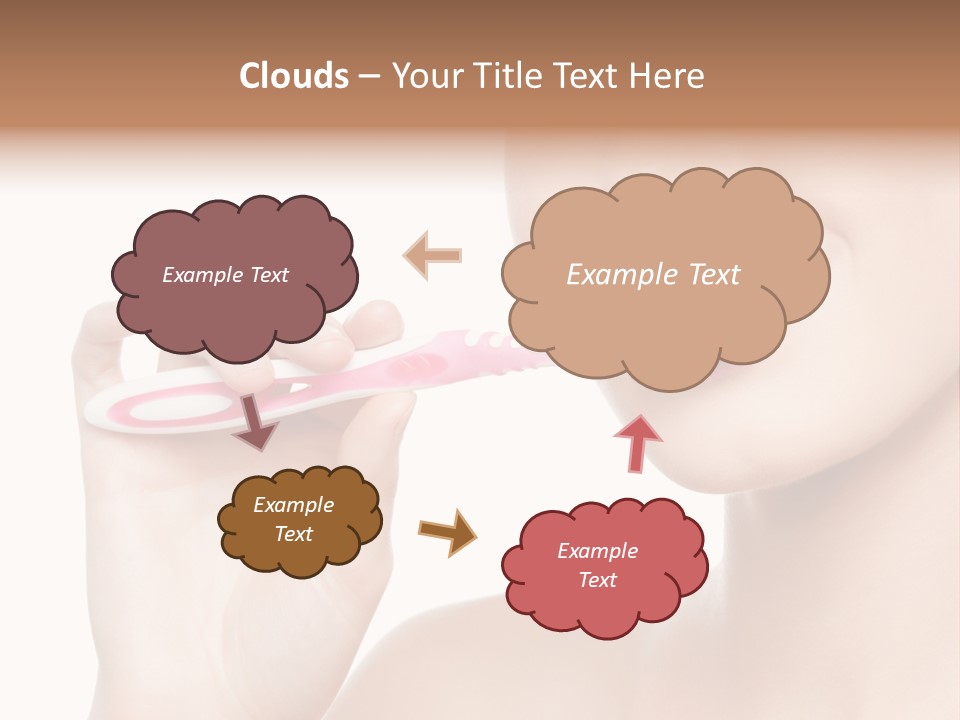 A Woman Brushing Her Teeth With A Pink Toothbrush PowerPoint Template