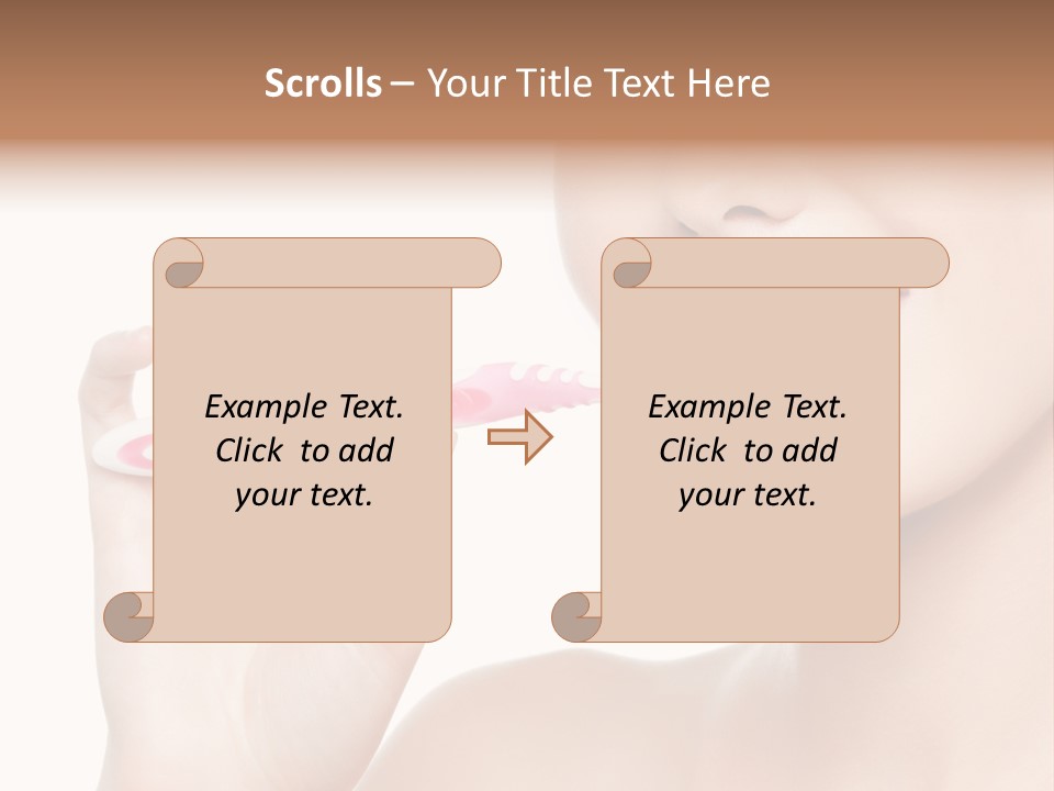 A Woman Brushing Her Teeth With A Pink Toothbrush PowerPoint Template