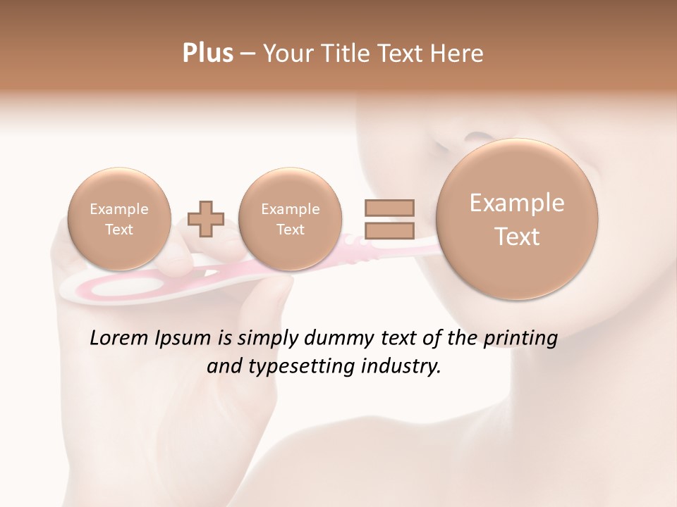 A Woman Brushing Her Teeth With A Pink Toothbrush PowerPoint Template