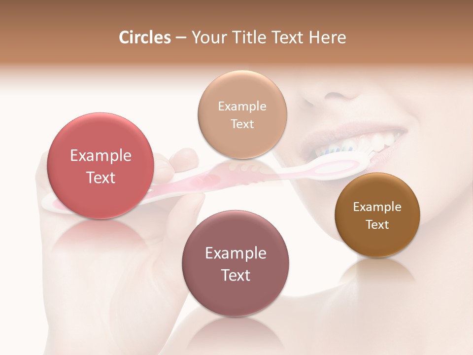 A Woman Brushing Her Teeth With A Pink Toothbrush PowerPoint Template