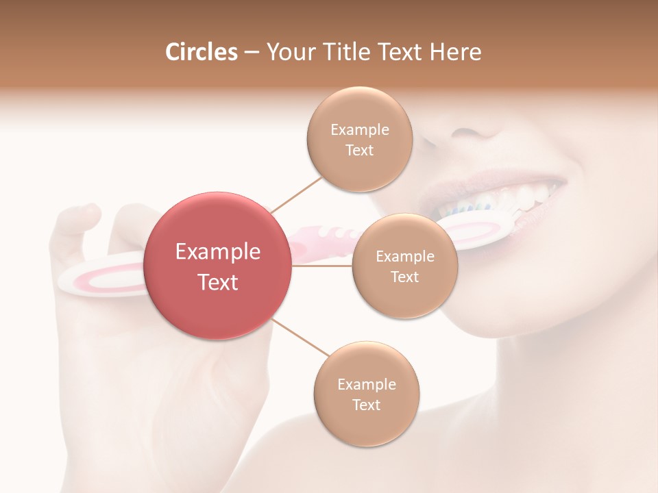A Woman Brushing Her Teeth With A Pink Toothbrush PowerPoint Template