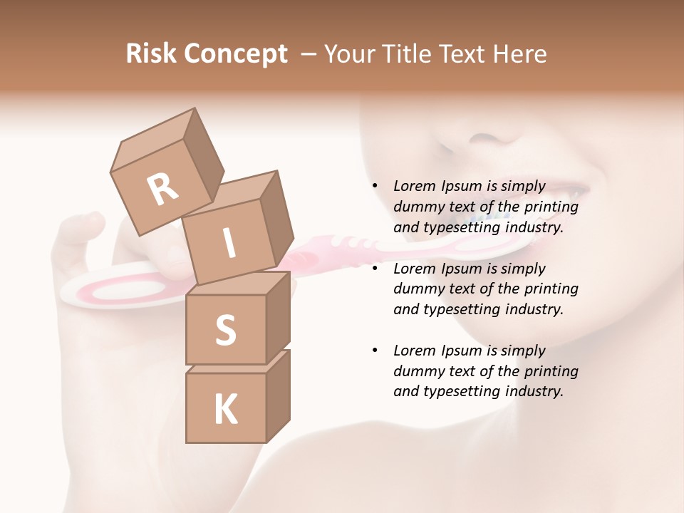 A Woman Brushing Her Teeth With A Pink Toothbrush PowerPoint Template