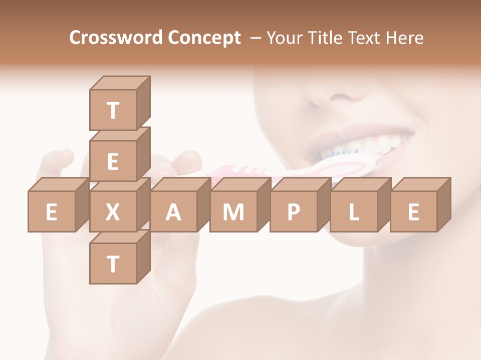 A Woman Brushing Her Teeth With A Pink Toothbrush PowerPoint Template