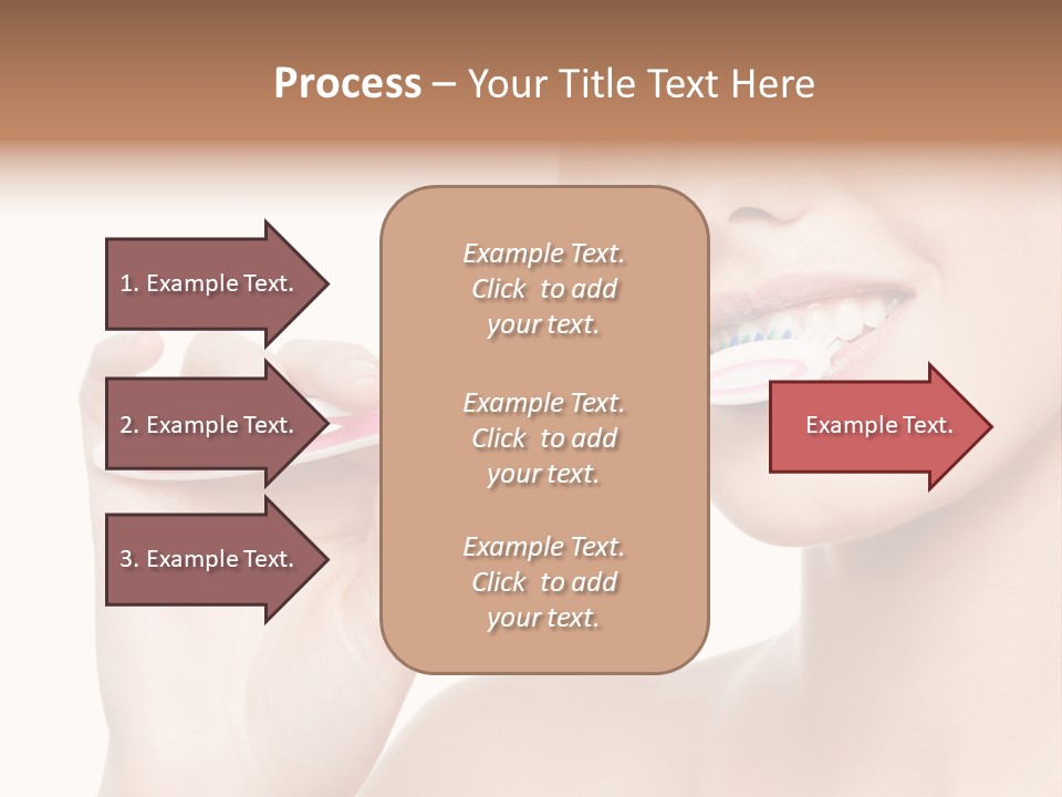 A Woman Brushing Her Teeth With A Pink Toothbrush PowerPoint Template