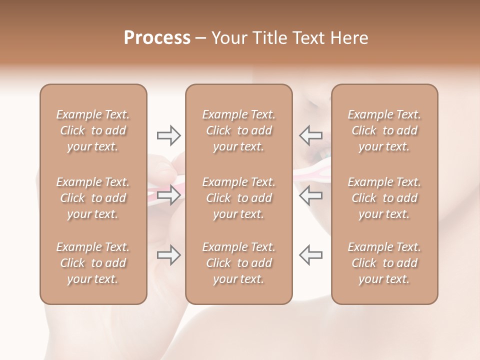 A Woman Brushing Her Teeth With A Pink Toothbrush PowerPoint Template