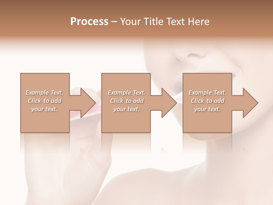 A Woman Brushing Her Teeth With A Pink Toothbrush PowerPoint Template
