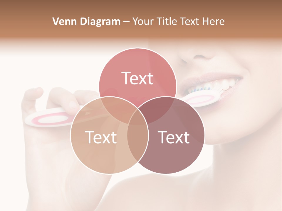 A Woman Brushing Her Teeth With A Pink Toothbrush PowerPoint Template