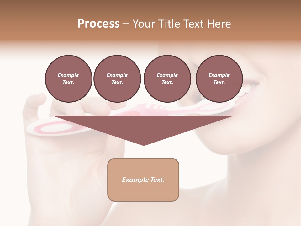 A Woman Brushing Her Teeth With A Pink Toothbrush PowerPoint Template