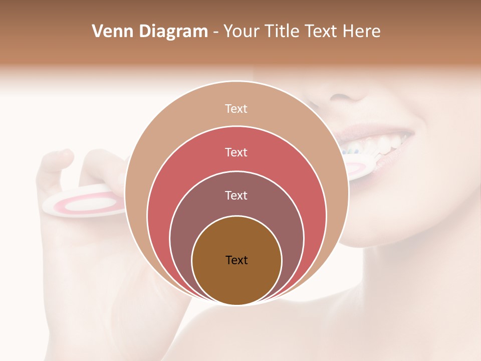 A Woman Brushing Her Teeth With A Pink Toothbrush PowerPoint Template